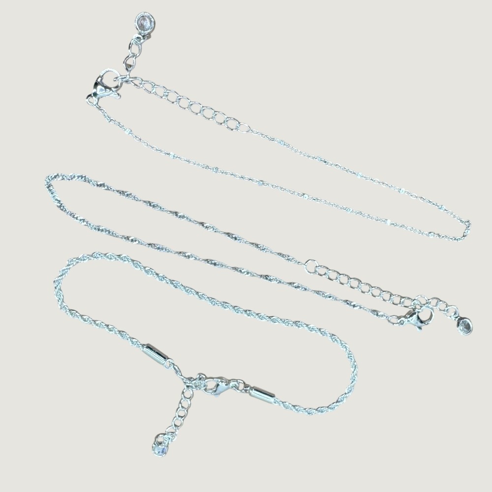 Picuzzy Silver Rope‎ Chain Bracelet OS Silver Minimalist Dainty Classic Set of 3